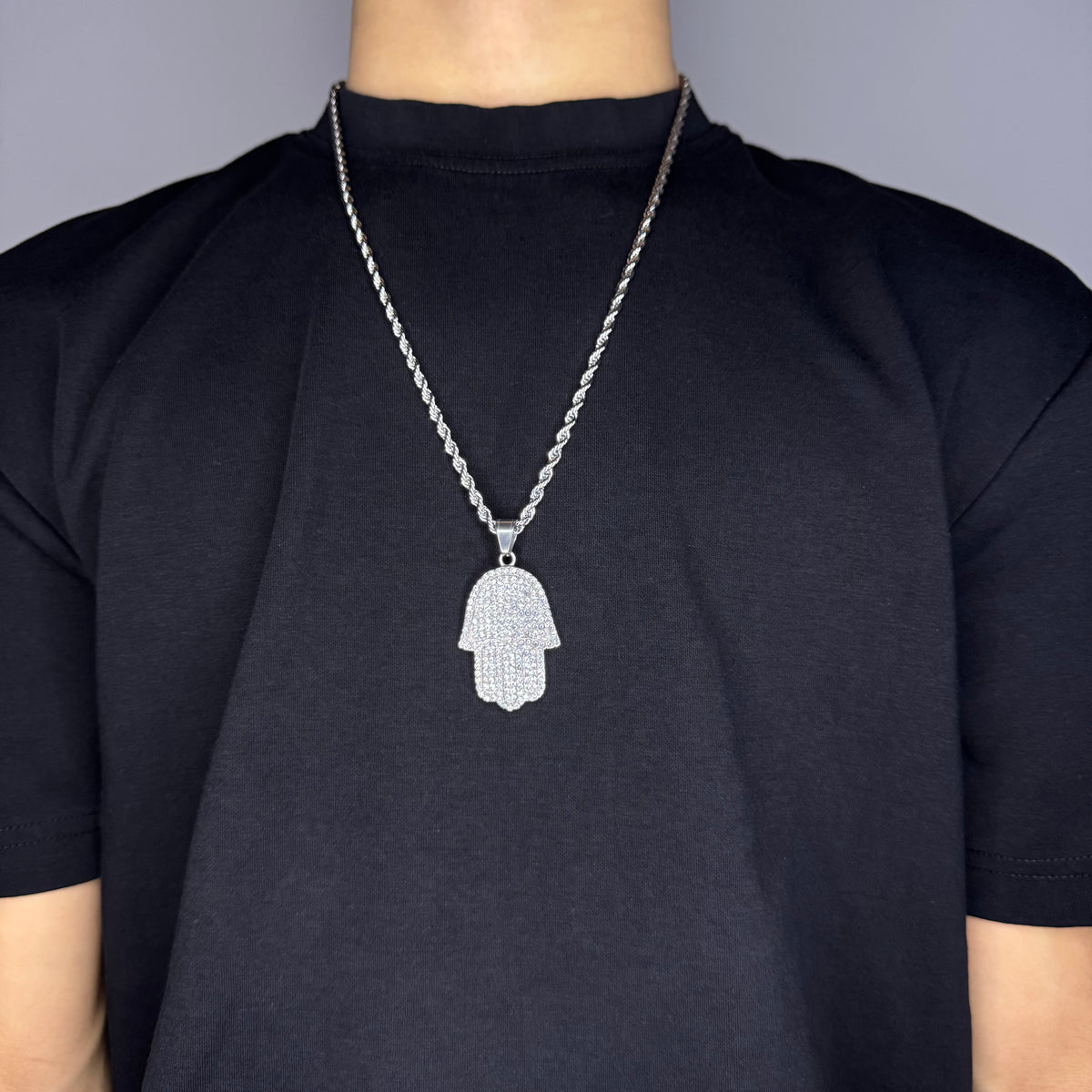 HAMSA HAND CHAIN - SILVER