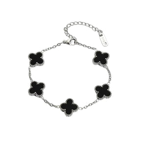 KLAVER ARMBAND. - ZILVER ZWART