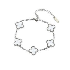 KLAVER ARMBAND. - ZILVER WIT